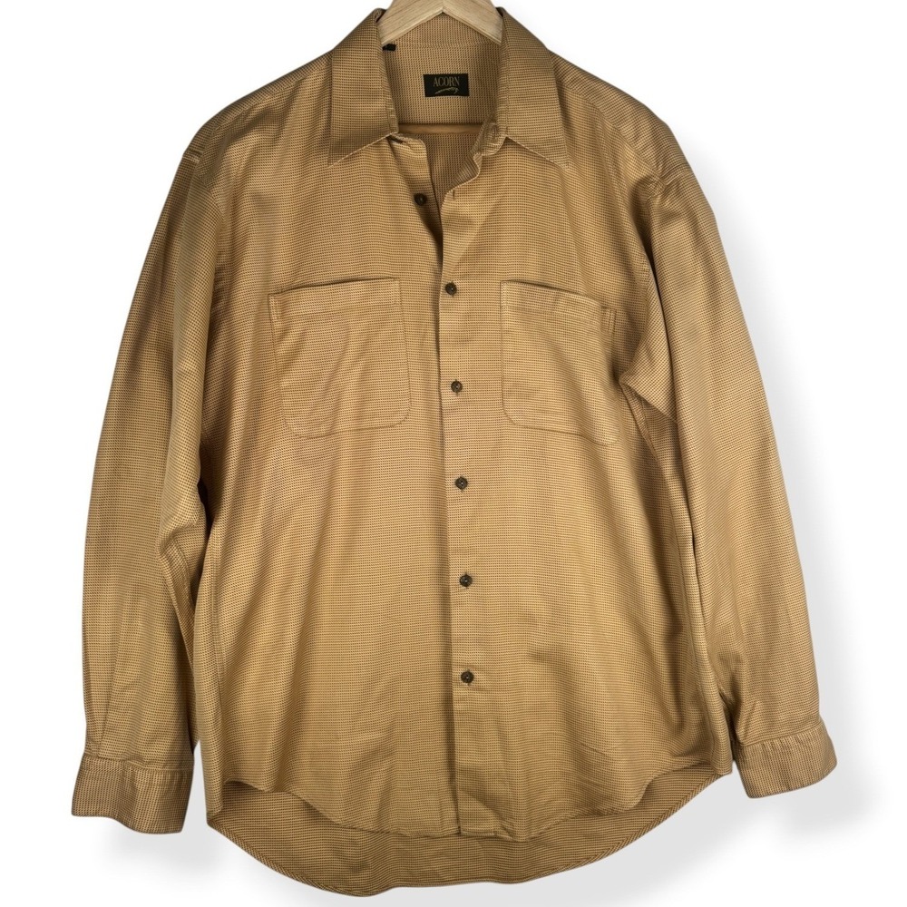 Acorn Cotton Button Up Shirt Mens Size Large‎ Quiet Luxury Preppy Made in Italy